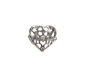 Pierścionek srebrny z cyrkoniami - serce
